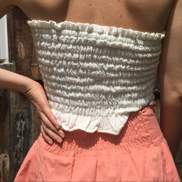 American Eagle Corset White Crop Top Tube Top - Picture 2 of 5